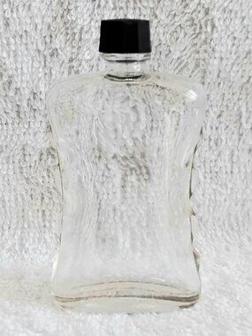Rare Vintage 4" Clear Glass Ornate Bottle & Cap with MM's in As Seen Condition!!